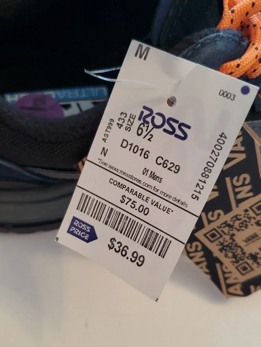 Vans Men’s Navy Sneakers with Bright Orange Laces